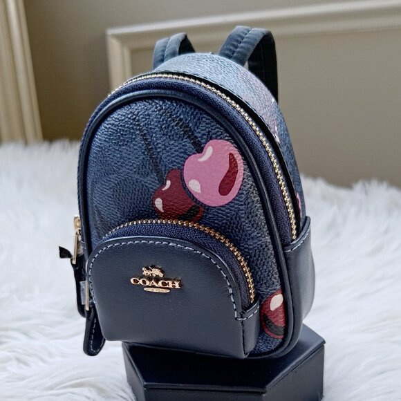 Coach Mini Court Backpack Bag Charm In Signature Canvas With Cherry Print CZ086 - Picture 9 of 12
